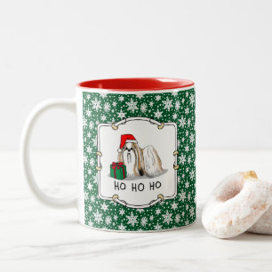 Tasse 2 Couleurs Noël Santa Hat Chih Tzu (blanc tan) Chien mignonne