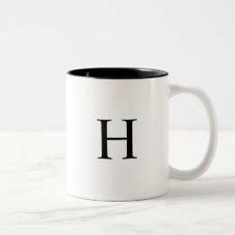 Tasse 2 Couleurs Noir Classique Élégant Monogramme