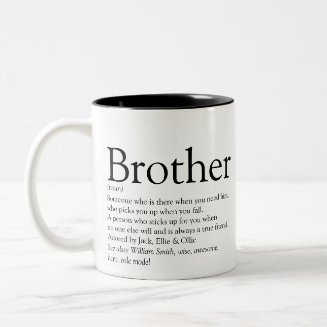 Tasse 2 Couleurs Noir et blanc Fun Modern Brother Définition  (Gauche)