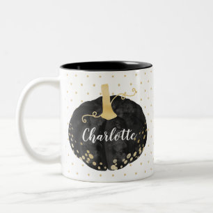 Tasse 2 Couleurs Noir et citrouille Halloween de monogramme