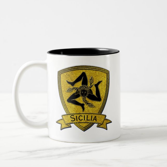 Tasse 2 Couleurs Noir sicilien et or de Trinacria (Gauche)