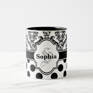 Tasse 2 Couleurs Noir Vintage Damask migte Pois