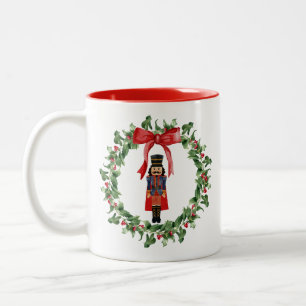 Tasse 2 Couleurs Noisette de Noël Wreath Red Bow Fête Musique