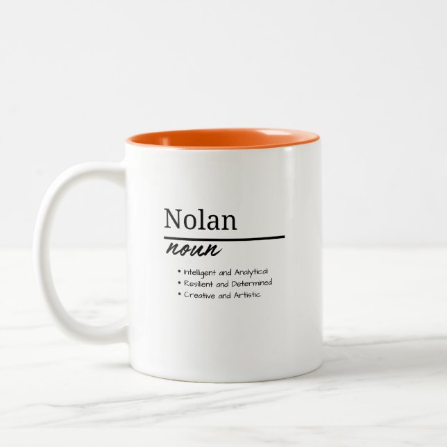 Tasse 2 Couleurs Nolan, Garçon Personnalisé Nom Définition (Gauche)