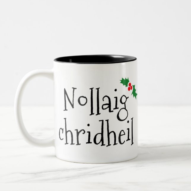 Tasse 2 Couleurs Nollaig chridheil joyeux noël gaélique écossais. (Gauche)