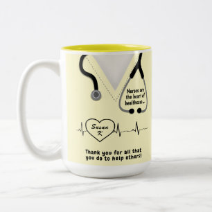 Tasse 2 Couleurs Nom d'ajout du Merci d'infirmières personnalisé