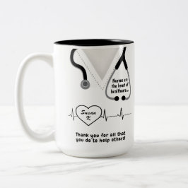 Tasse 2 Couleurs Nom d'ajout du Merci d'infirmières personnalisé