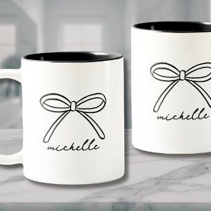Tasse 2 Couleurs Nom d'arc dessiné à la main minimaliste