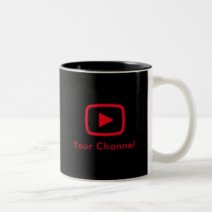 Tasse 2 Couleurs Nom de chaîne Youtube Personnalisé Noir