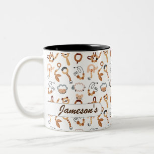 Tasse 2 Couleurs Nom de l'illustration du Motif Boho Toy Blanc Cute