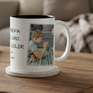 Tasse 2 Couleurs Nom de photo Papy comme Papa mais plus cool