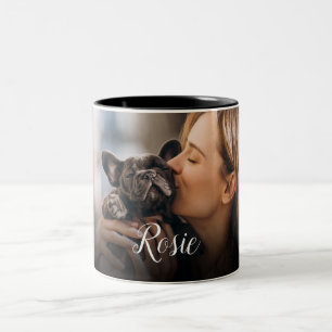 Tasse 2 Couleurs Nom de script de photo d'animal de compagnie simpl