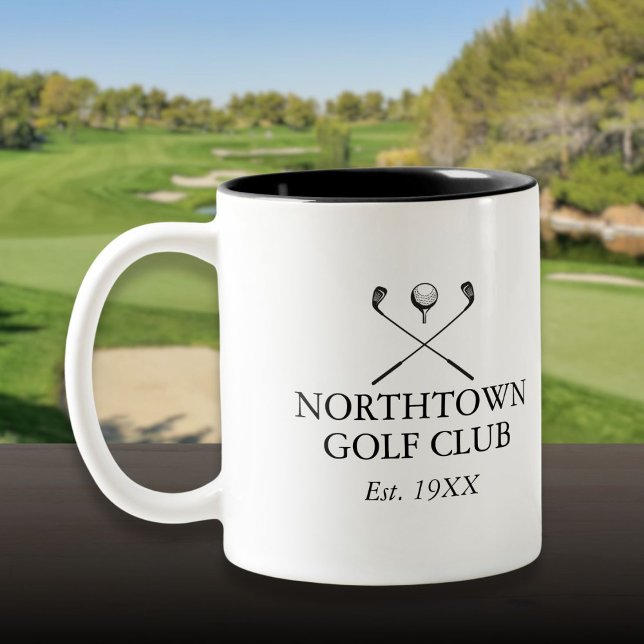 Tasse 2 Couleurs Nom du club de golf classique personnalisé (Personalized Classic Golf Club Name Two-Tone Coffee Mug)