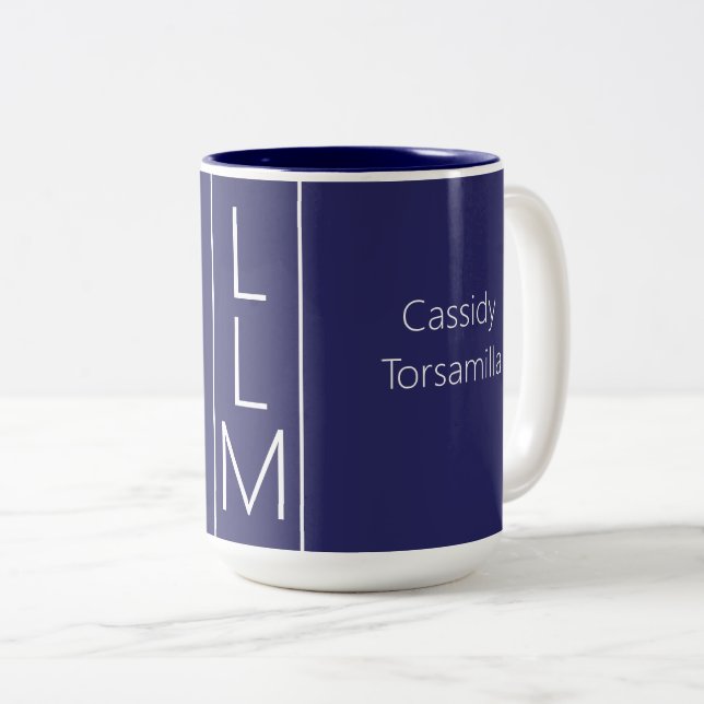 Tasse 2 Couleurs Nom du diplômé Bleu LLM (Devant droit)