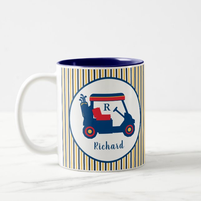 Tasse 2 Couleurs Nom du monogramme Marine et Red Golf (Gauche)