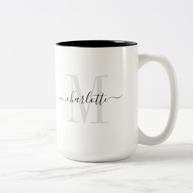 Tasse 2 Couleurs Nom du monogramme moderne (Droit)