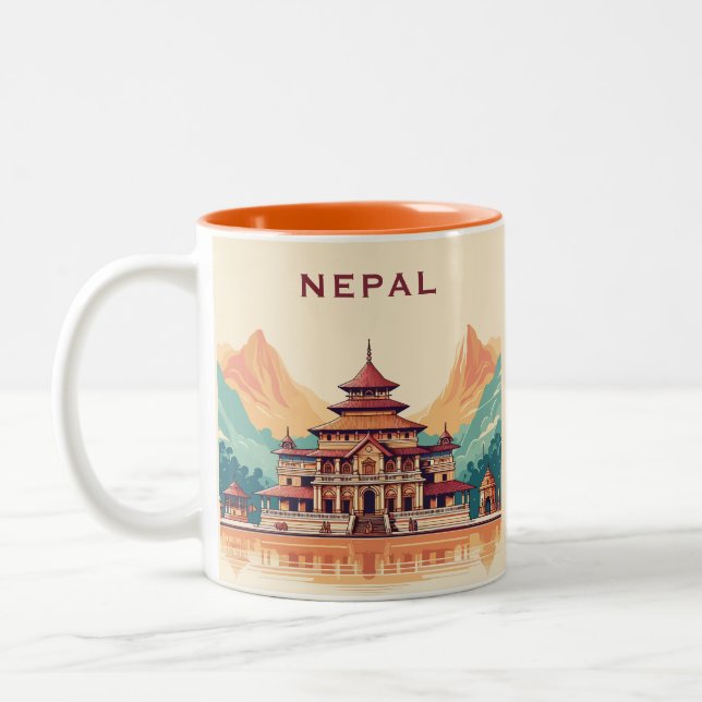 Tasse 2 Couleurs Nom et texte personnalisés Népal (Gauche)