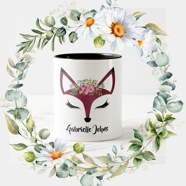 Tasse 2 Couleurs Nom Fille Mignonne Fox Personnalisé (Créateur téléchargé)