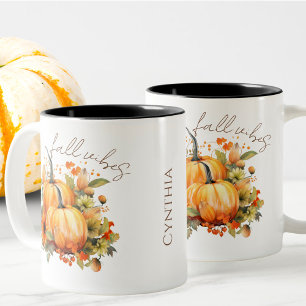 Tasse 2 Couleurs Nom modifiable Cute Orange Citrouille Harvest Auto