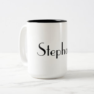Tasse 2 Couleurs Nom Monogram Modèle noir et blanc Cool cadeau
