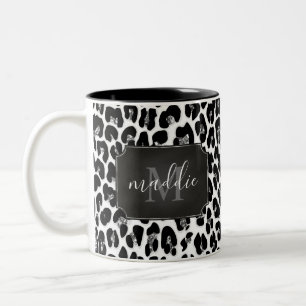 Tasse 2 Couleurs Nom Monogrammé Léopard Parties scintillant Fille É