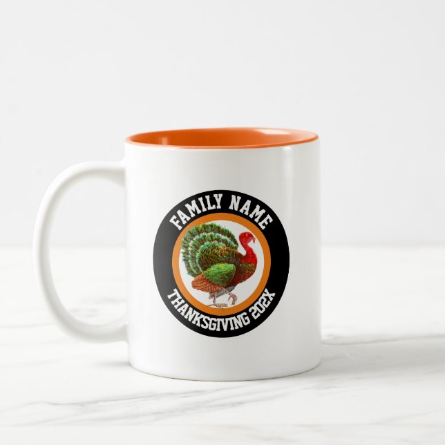 Tasse 2 Couleurs Nom personnalisé Année Keepsaké Thanksgiving (Gauche)