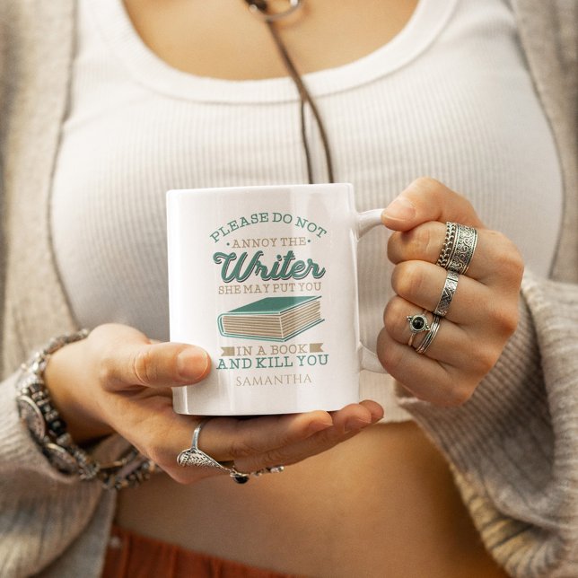 Tasse 2 Couleurs Nom personnalisé Auteur ne dérange pas l'écrivain  (Do Not Annoy the Writer Funny 11oz Coffee Mug)