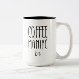 Tasse 2 Couleurs Nom personnalisé Café Maniac - Drôle