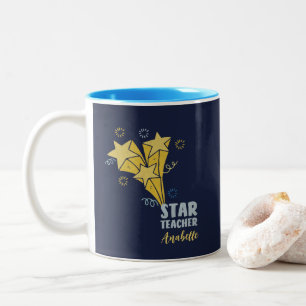 Tasse 2 Couleurs Nom personnalisé de l'enseignant étoile