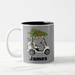 Tasse 2 Couleurs Nom personnalisé golfeur Noël chariot de golf Xmas