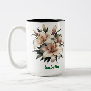 Tasse 2 Couleurs Nom personnalisé, lys café bicolore Mug, 15 oz