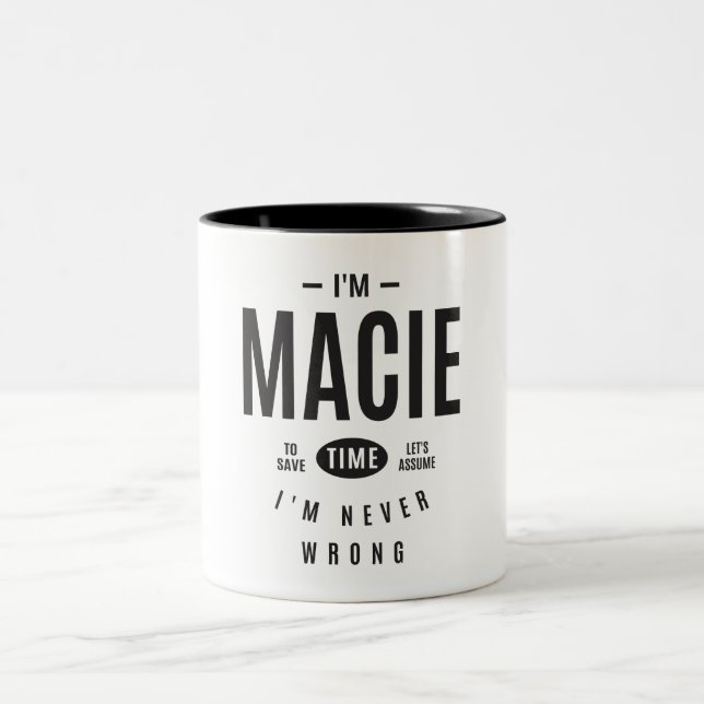 Tasse 2 Couleurs Nom personnalisé Macie (Centre)