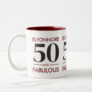 Tasse 2 Couleurs Nom personnalisé Moderne 50 ans et Fabuleux Vin de