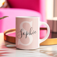 Nom personnalisé moderne Monogram Pastel Rose