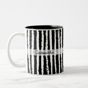 Tasse 2 Couleurs Nom personnalisé Prépa Rayures noires et blanches