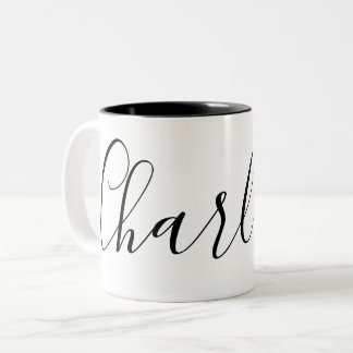 Tasse 2 Couleurs Nom personnalisé simple blanc et noir Charlotte