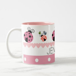 Tasse 2 Couleurs Nom rose de coutume de coccinelle de coeur de