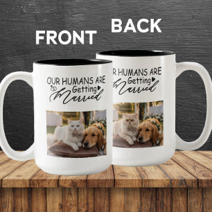 Tasse 2 Couleurs Nos humains se marient Photo Chat & Chien