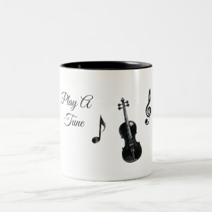Tasse 2 Couleurs Notes de musique noire violon