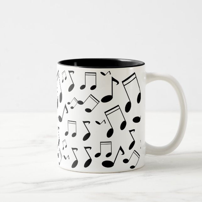 Tasse 2 Couleurs Notes musicales noires (Droit)