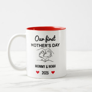 Tasse 2 Couleurs Notre premier jour de fête des Mères, Premiers cad