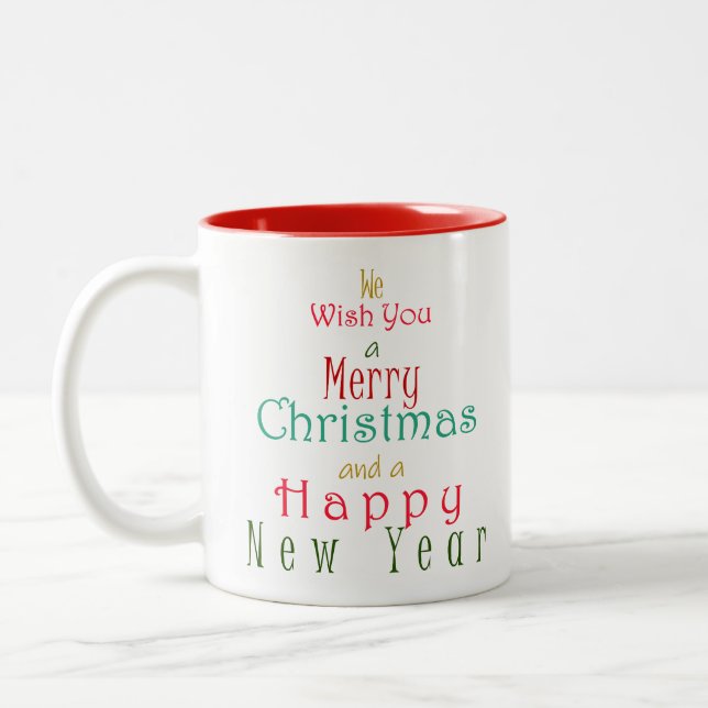 Tasse 2 Couleurs "Nous vous souhaitons un joyeux Noël" (Gauche)
