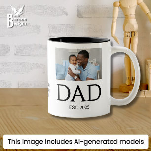Tasse 2 Couleurs Nouveau Cadeau pour PAPA Texte Personnalisé Photo