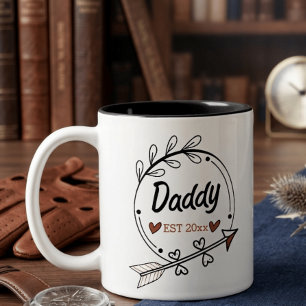 Tasse 2 Couleurs Nouveau père parents Personnalisé année établie