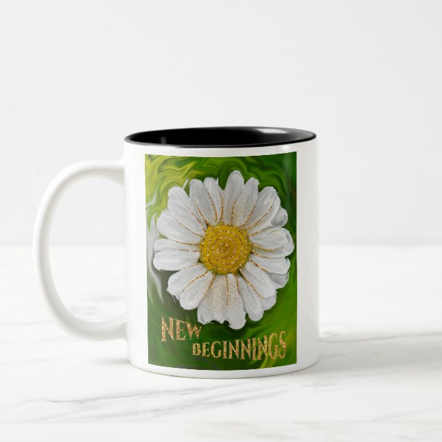 Tasse 2 Couleurs Nouveaux débuts - Puissance de fleur marguerite (Gauche)