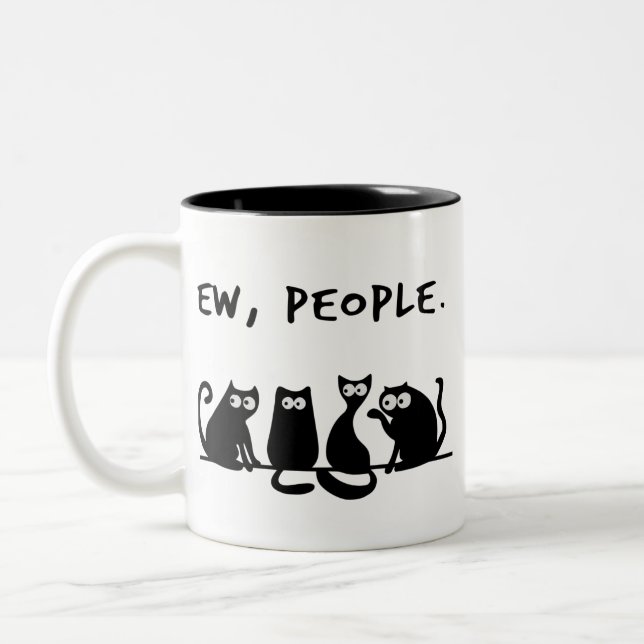 Tasse 2 Couleurs Nouveaux gens drôle Meowny Chats Noirs (Gauche)