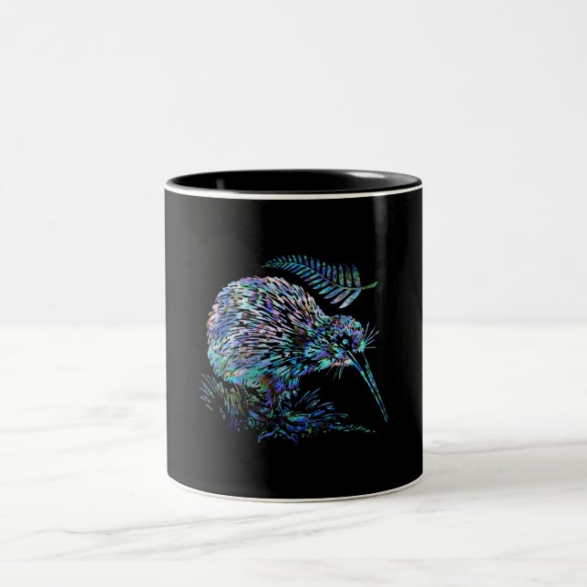 TASSE 2 COULEURS NOUVELLE-ZÉLANDE KIWI ET FERN PAUA (Centre)