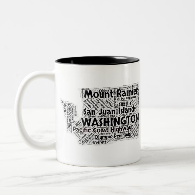 Tasse 2 Couleurs Nuage de mot de l'état de Washington (Gauche)
