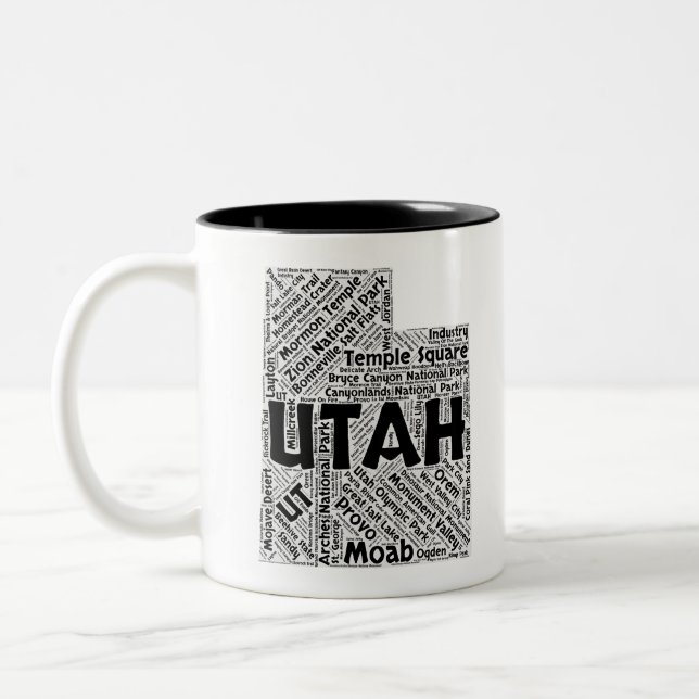 Tasse 2 Couleurs Nuage de mot d'état de l'Utah (Gauche)