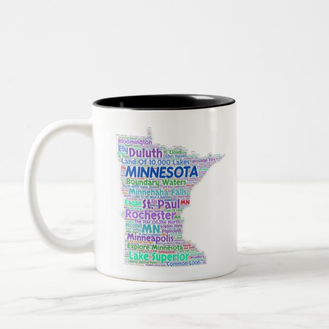 Tasse 2 Couleurs Nuage de mot du Minnesota (Gauche)
